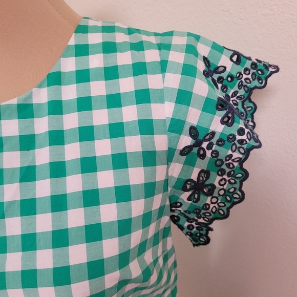DraperJames Green Check Navy Eyelet Dress - Picture 4 of 6